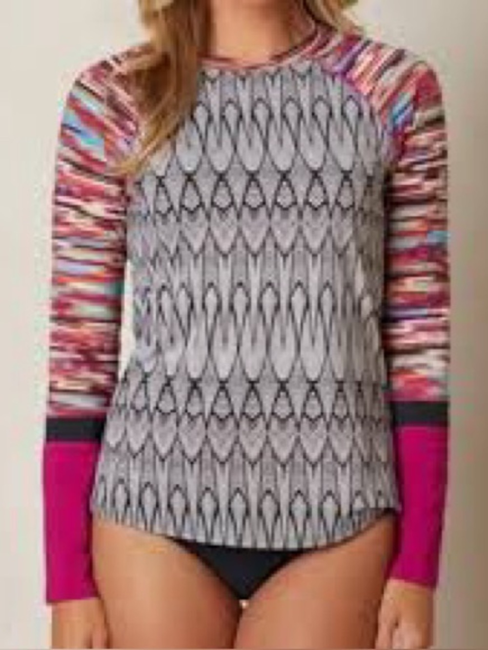 Prana Long Sleeve Rash Guard Swim Top Multicolor Print Size Medium - Picture 1 of 9